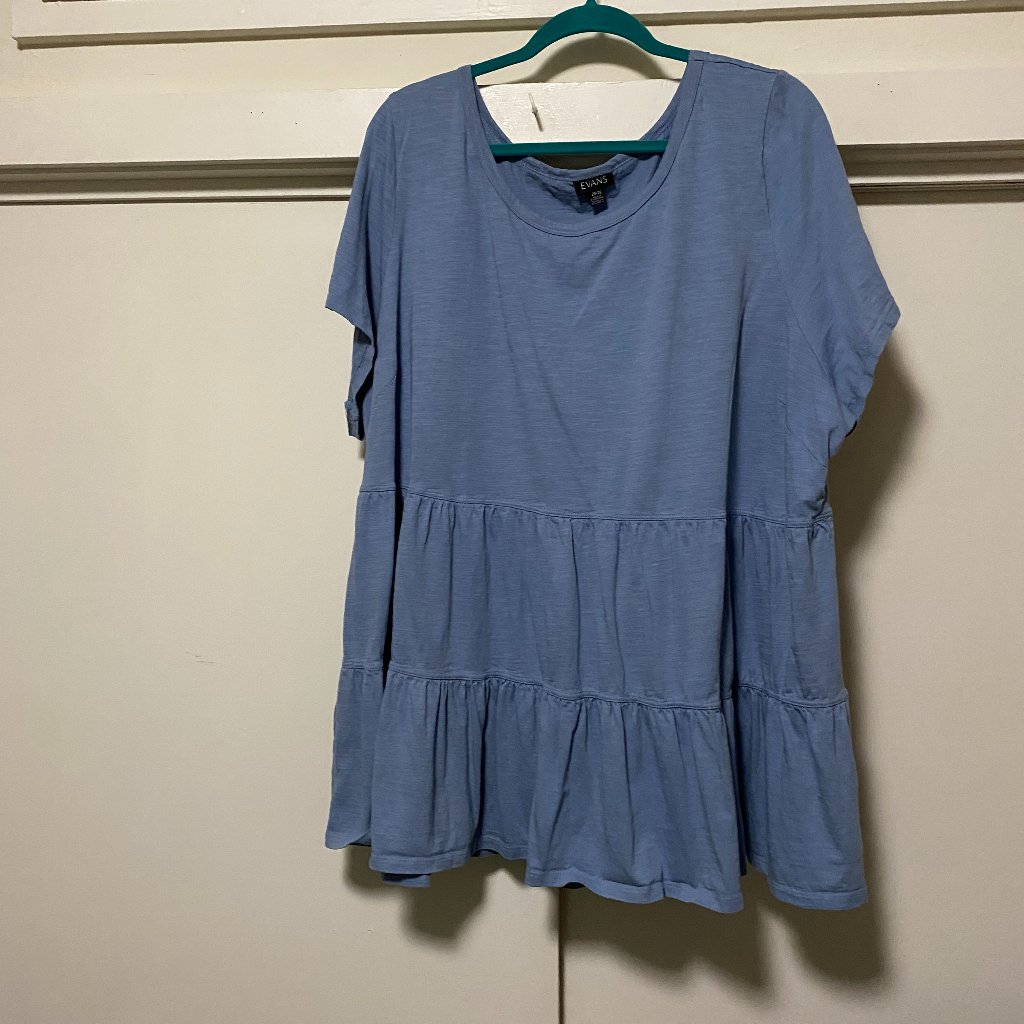 Evans, Short Sleeve, Gray/Purple Layered Tunic, Size 26/28